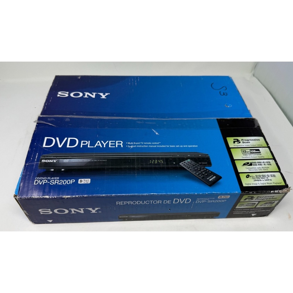 Sony DVP-SR200P DVD Player New Open Box Untested w/ Remote AV Cables Manual